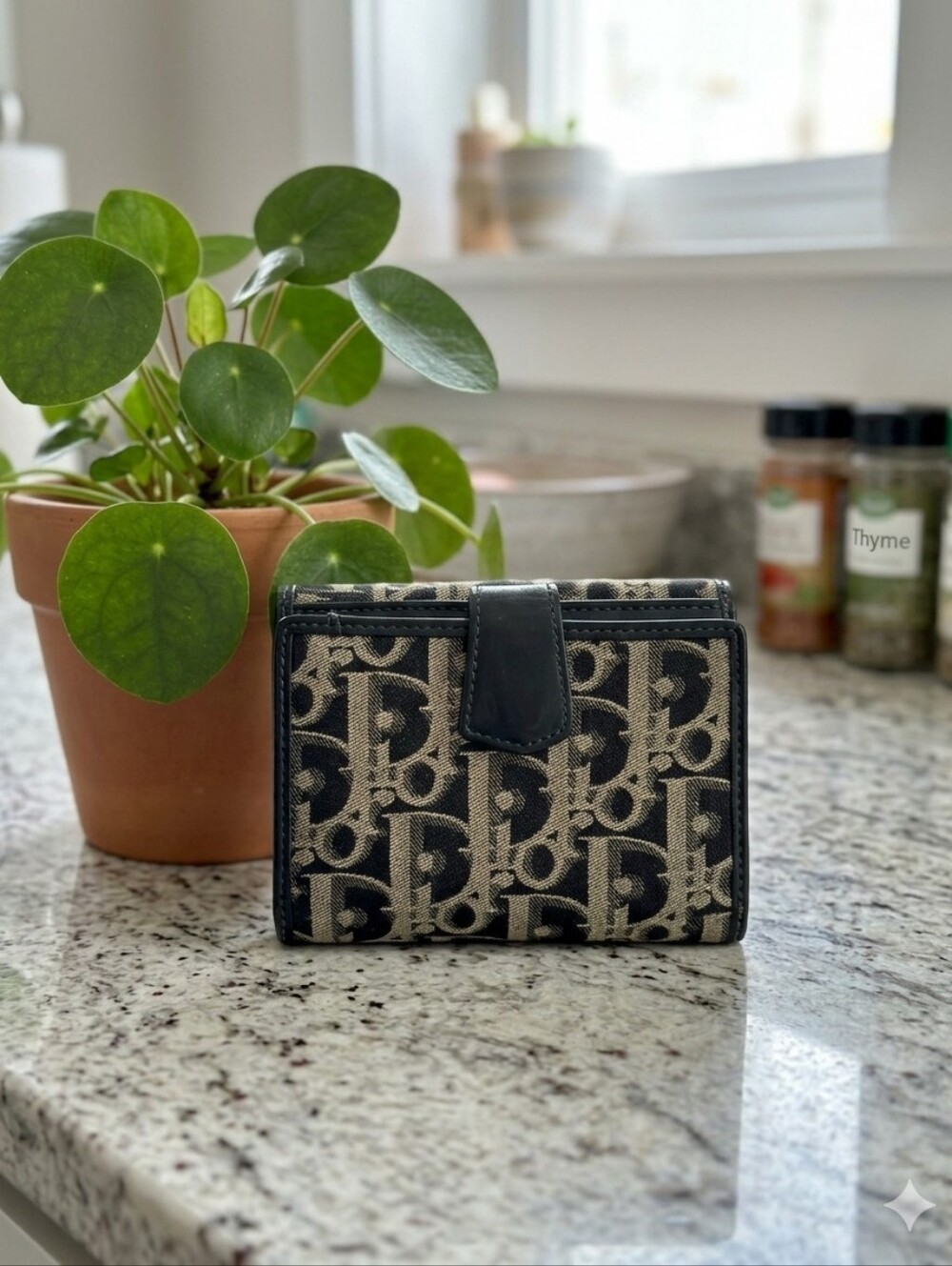 Christian Dior Trotter Canvas Compact Wallet, Good Vintage Cond, Sz 4.25" x 4"